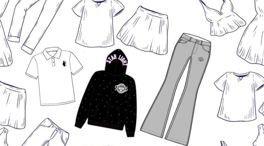 apparel fashion flat sketches
