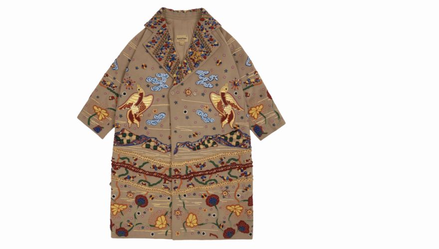luxury long coat with Bead and Sequin Embroidery by Gears Sphere