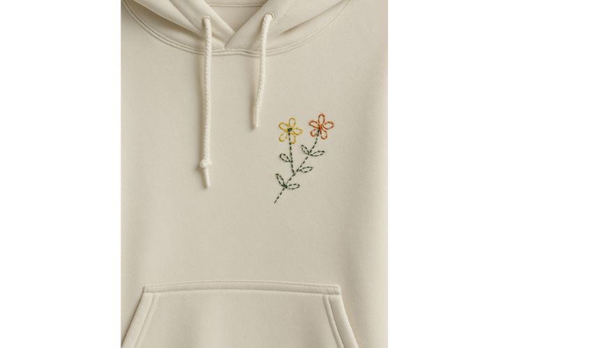 walk stitch embroidery on a hoodie by Gears Sphere