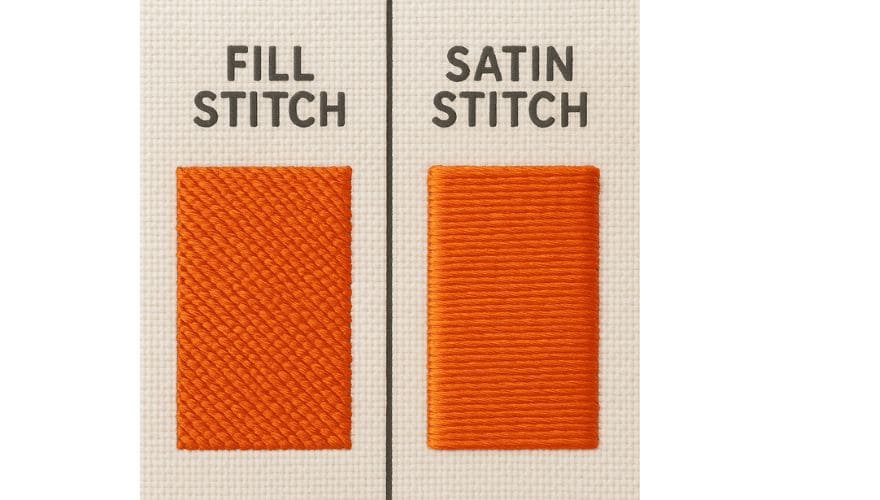 Difference between Fill Stitch and Satin Stitch embroidery