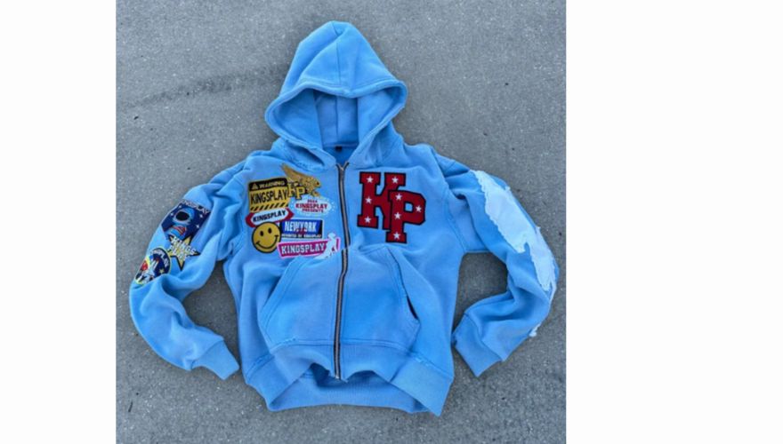 embroidery patches on a zipper hoodie by Gears Sphere